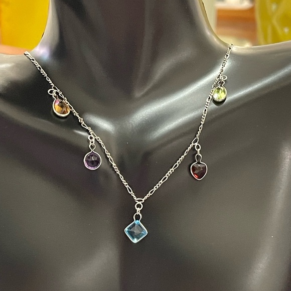 Multi colored gemstone necklace - Picture 1 of 6